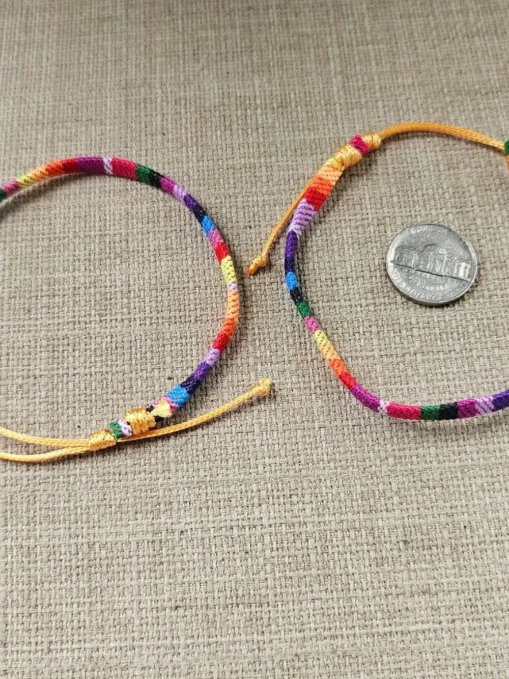 Lot of 2 Bracelet Multi Color Fabric Wrist Band Fashion Jewelry Set of 2 New